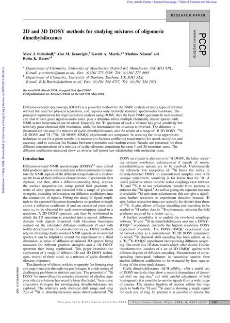 Pdf D And D Dosy Methods For Studying Mixtures Of Oligomeric