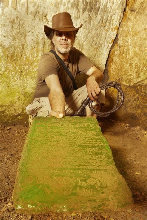 Showing Of Tabula Smaragdina In Abandoned Cave Sanctuary Stock Image