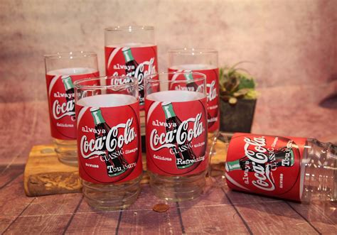 Set De 6 Vintage Coca Cola Glasses Drinking Glasses Etsy España