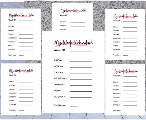 Printable Work Schedule, Work Time Tracker, Work Schedule Printable ...