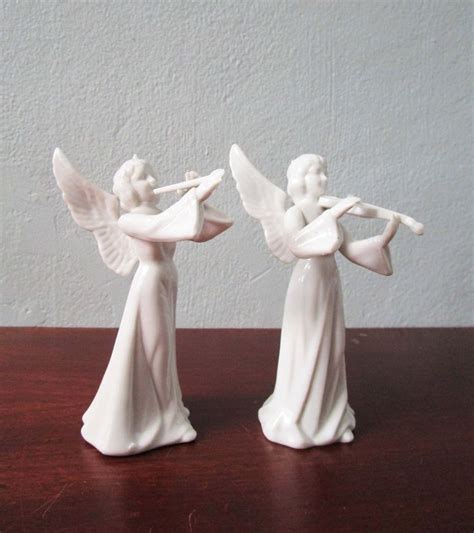 Vintage S B Schmid Bros Ceramic Angel Figurine Pair Japan 5 5 Tall Christmas Decorations