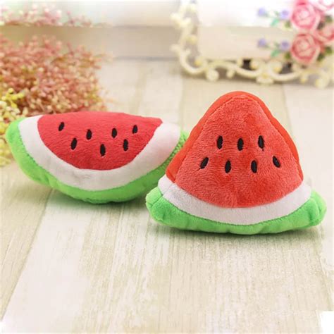 Watermelon Toys For Dogs Bite Resistant Squeaker Pets Plush Puppy Chew