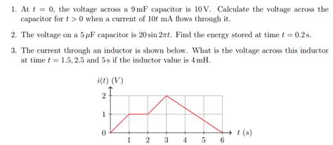 Solved At T The Voltage Across A Mf Capacitor Is Chegg