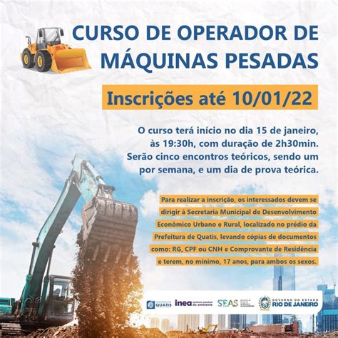 Inscri Es At Curso De Operador De M Quinas Pesadas