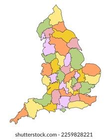 Map England Borders Ceremonial Counties Different Stock Illustration ...