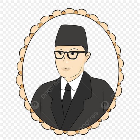 Drs Mohammad Hatta Cartoon Retrato Moldura Vintage Em Fundo