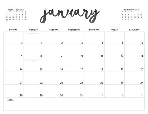 Printable calendar large box