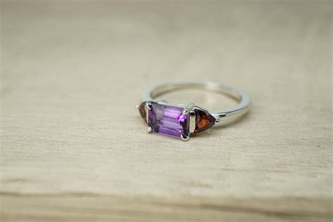 Amethyst Granat Stein Ring Echter Edelstein K Solid Gold Smaragd