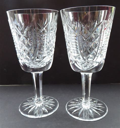 Large Pair Waterford Crystal Goblets Clare Pattern Largest