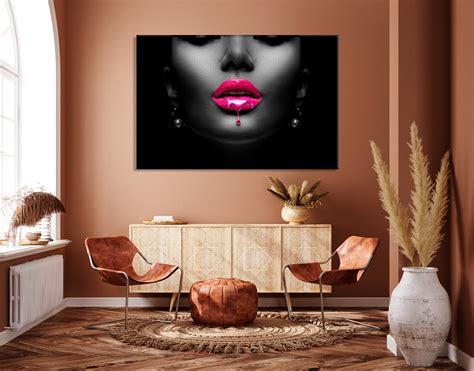 Red Lips Poster Red Lips Canvas Fashion Wall Art Fashion Etsy