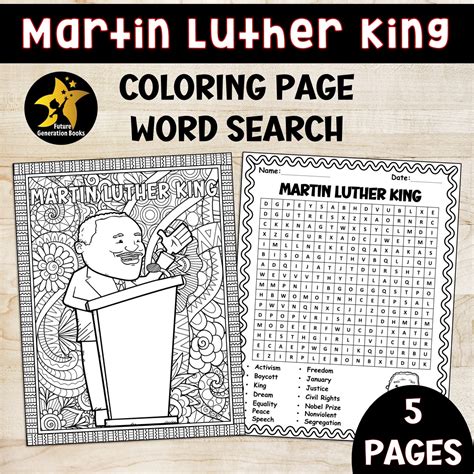 Martin Luther King Activities Nd Grade Word Search Coloring Page