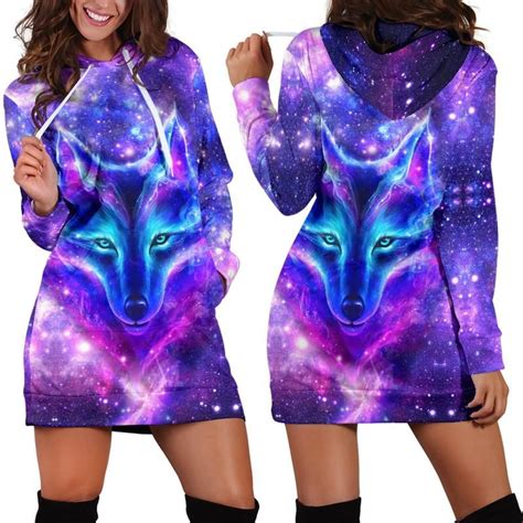 Galaxy Wolf Hoodie Dress Galaxy Hoodie Hoodie Dress Wolf Hoodie