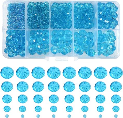 Toaob Pcs Crystal Glass Beads Assorted Blue Spacer Beads Mm Mm