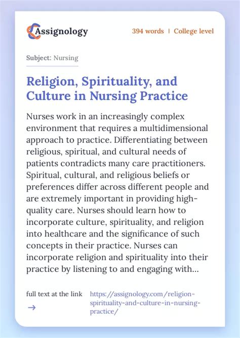 Religion Spirituality And Culture In Nursing Practice Healthcare Essay Example