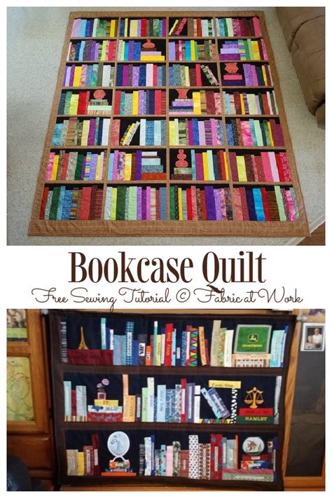 DIY Bookcase Quilt Free Sewing Patterns Fabric Art DIY Book Quilt