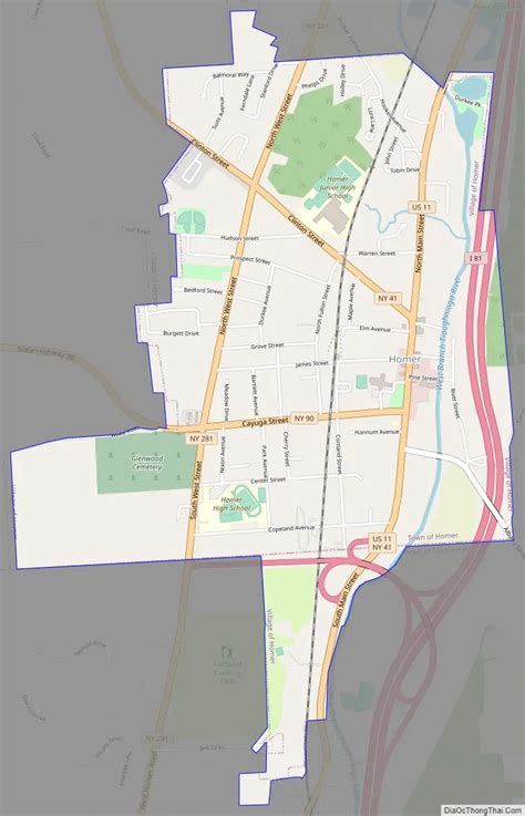 Map of Homer village, New York