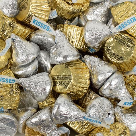 Silver Hershey S Kisses And Reese S Miniature Peanut Butter Cups 1lb Bag