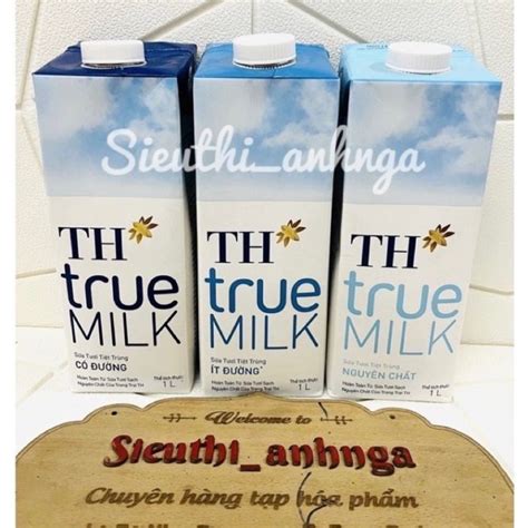 Sữa Tươi Tiệt Trùng TH True Milk Hộp 1 Lít Có Đường K Đường Date luôn