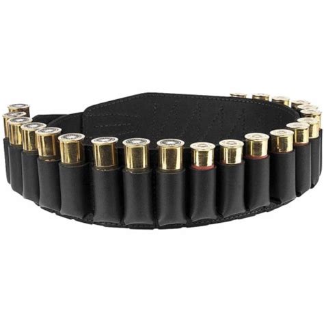 Leather Shotgun Shell Cartridge Bandolier Belt Holder 12 Gauge Hunting Ammo Pouch Bag Black 55