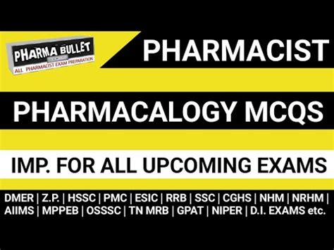 Pharmacist Exam Preparation Imp Pharmacology Questions Osssc