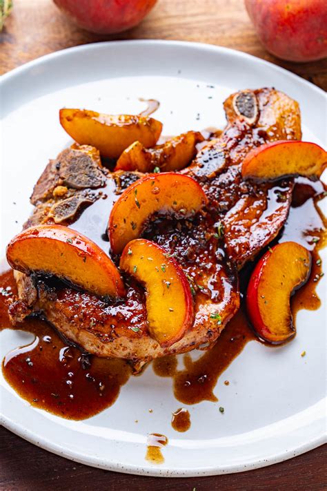 Balsamic Peach Pork Chops With Blue Cheese Closet Cooking