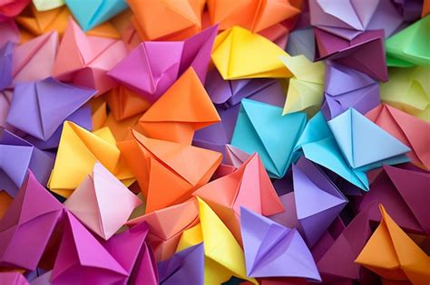 Premium Photo | Colorful origami paper on a white background