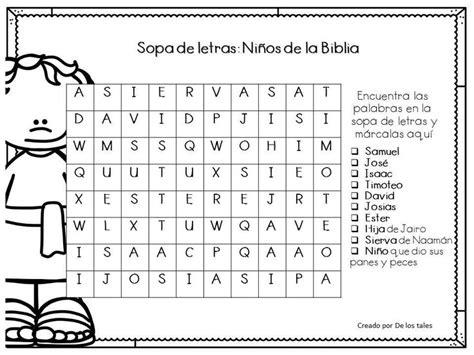 Sopa de letras para aprender la Biblia jugando Niños de la Biblia