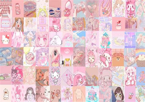 Kawaii Wall Collage Kit Pcs Kawaii Collage Kit Anime Etsy