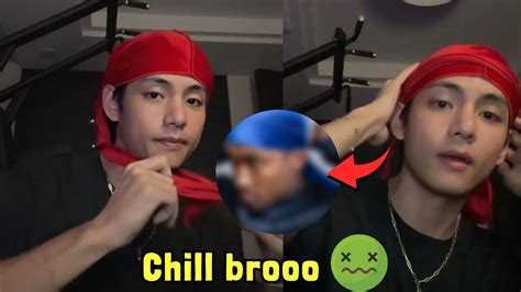 Netizen Bereaksi Keras Pada Taehyung Yang Memakai Bandana Saat Live