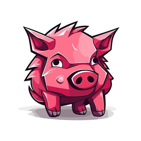 Un Cochon Rose Avec Un Nez Rose Et Un Fond Blanc Vecteur Premium