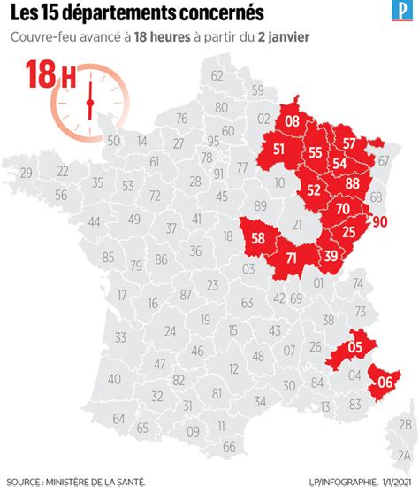 Covid 19 la carte des 15 départements sous couvre feu à 18 heures dès