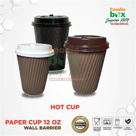 Jual Paper Cup Wall Barrier Oz Dengan Tutup Hot Paper Cup Double Wall Corrugated Gelas