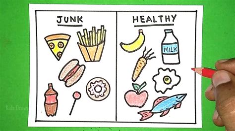 Junk Food And Healthy Food Drawing Healthy Food Drawing Junk Food