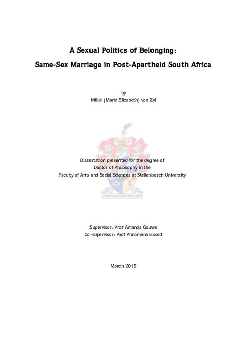 Pdf A Sexual Politics Of Belonging Same Sex Marriage In Post