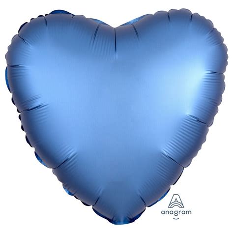 Ballon Coeur Satin Luxe Bleu Azur 43 Cm