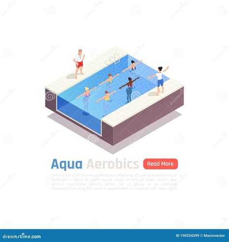 Aqua Aerobics Isometric Composition Stock Vector Illustration Of