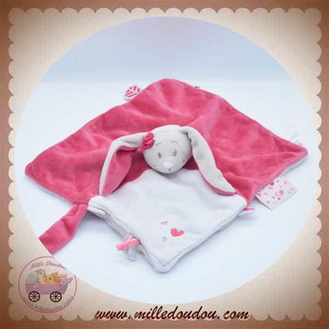 Noukie S Sos Doudou Lapin Anna Pili Plat Rose Blanc Boutique Pour