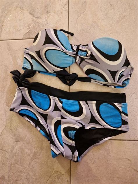 Bikini blau schwarz weiss grau Grösse Kaufen auf Ricardo