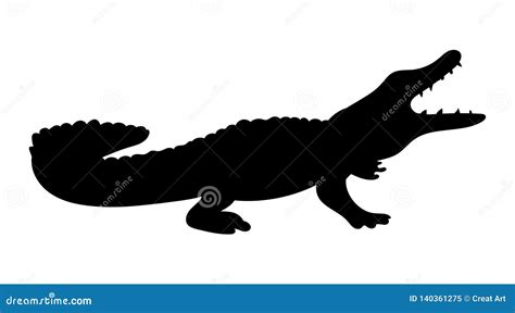 Alligator Vector Illustration Black Silhouette Stock Vector - Illustration of silhouette, vector ...