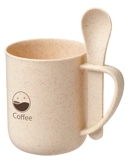 Rye Wheat Straw Mug With Spoon Branded Mugs And Bottles Universal Mugs