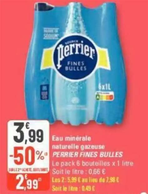 Promo Eau Min Rale Naturelle Gazeuse Perrier Fines Bulles Chez G