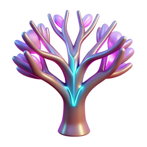 Abstract Neon Tree 3D Render of Glowing, Organic Structure 56220440 PNG