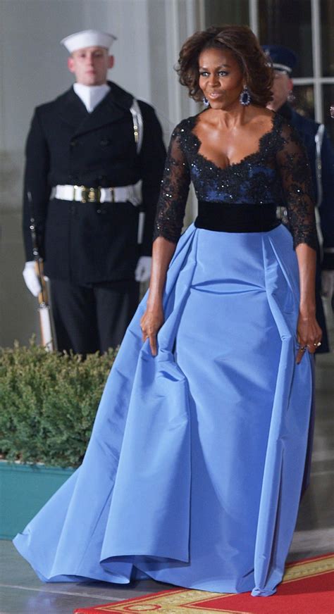 The Look: Michelle Obama Wears Carolina Herrera at the State Dinner ...