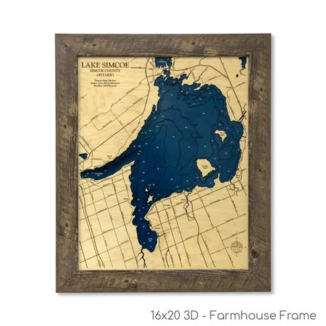 Lake Simcoe Simcoe Map Custom Wood Map Lake Map 3d Wall Etsy