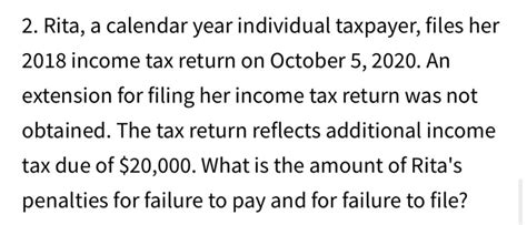 Solved 2 Rita A Calendar Year Individual Taxpayer Files Chegg