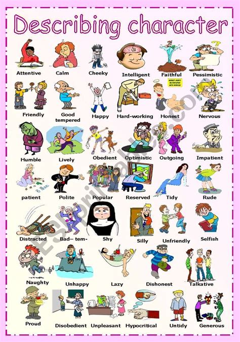 Describing Character Esl Worksheet By Vanda