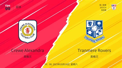 Crewe Alexandra对阵Tranmere Rovers2023年10月14日比赛预测足球 Tips GG