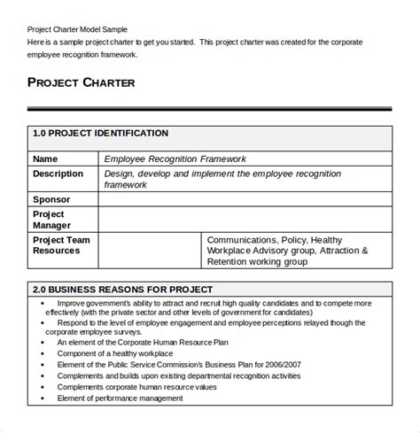 Project Charter Examples Documents