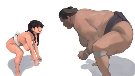 Rule 34 1boy 1girls Black Hair Fat Man Female Female Sumo Fight Hanging Breasts Japanese