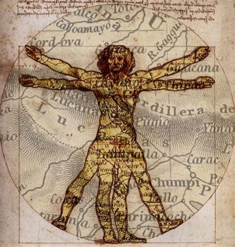 Versión mapa del hombre de Vitruvio de Leonardo da Vinci Leonardo da